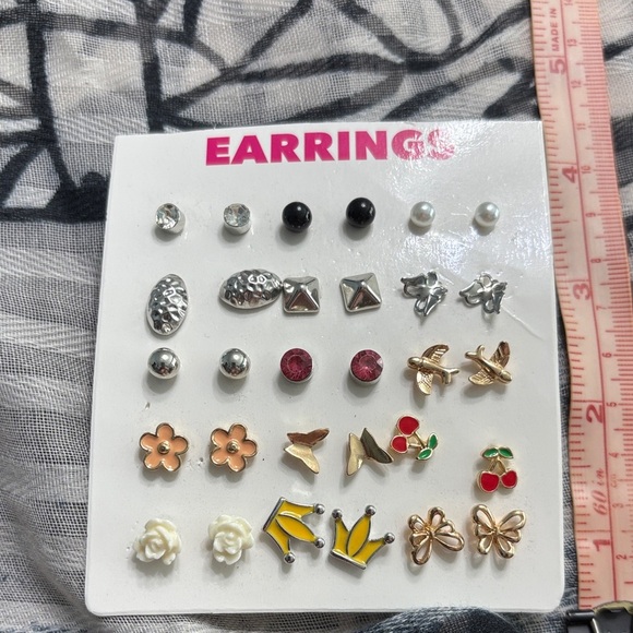 Other - Trendy Multi-Design Stud Earrings Set